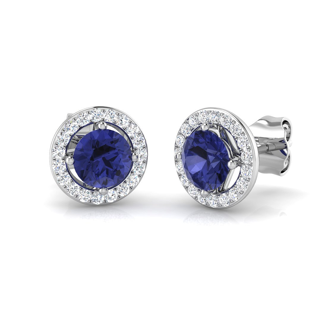 Micahell Tanzanite Prong Set  Diamond Earrings