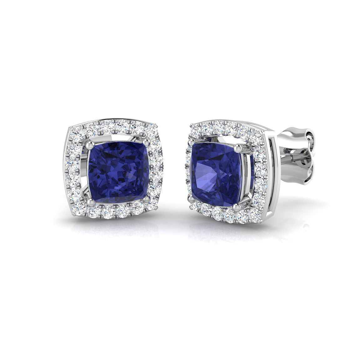 Michelle Tanzanite Prong Set  Diamond Earrings