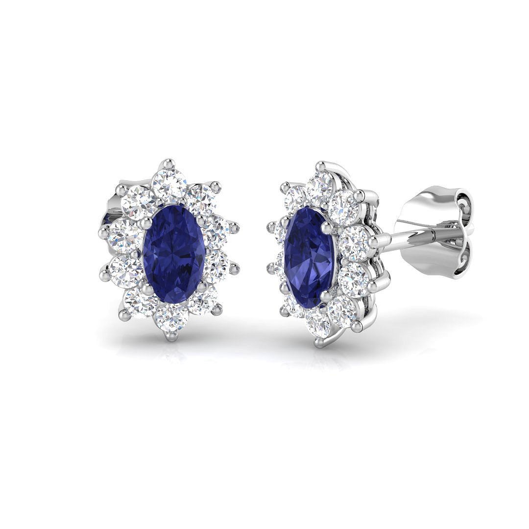 Leebanon Tanzanite Prong Set  Diamond Earrings