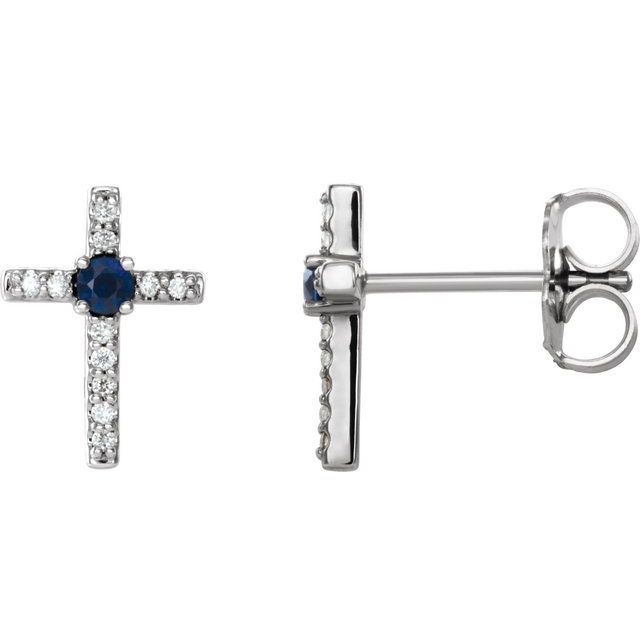 Rose Blue Sapphire 4 Prong  Diamond Earrings