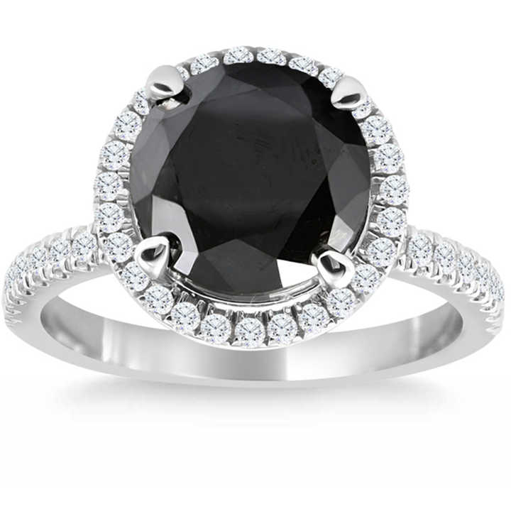 Devolina Black Diamond 4 Prong Engagement Ring
