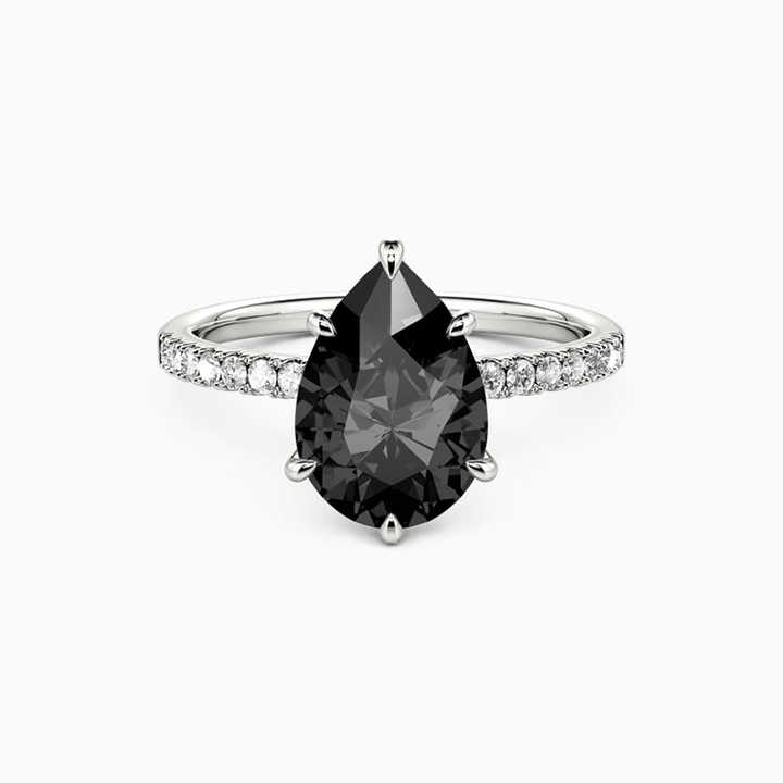 Leonal Black Diamond 6 Prong Engagement Ring