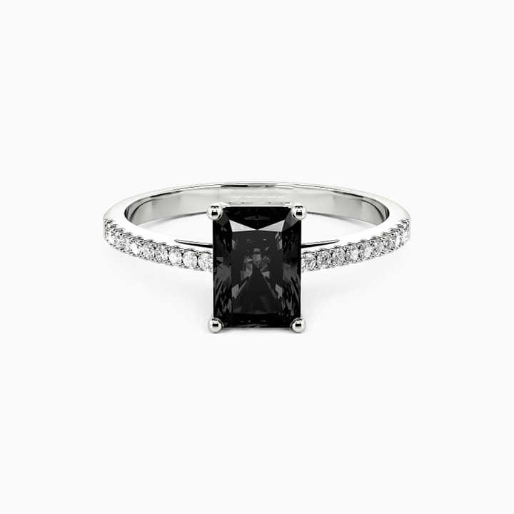 Seezha Black Diamond 4 Prong Engagement Ring