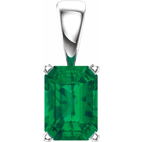 Galanthus Emerald 4 Prong  Necklace