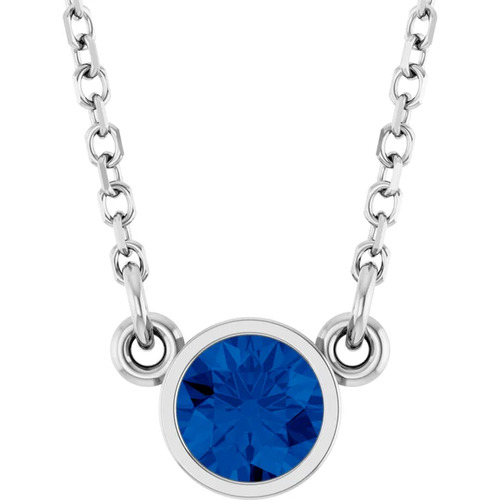 Pamelyn Blue Sapphire Bezel Set  Necklace