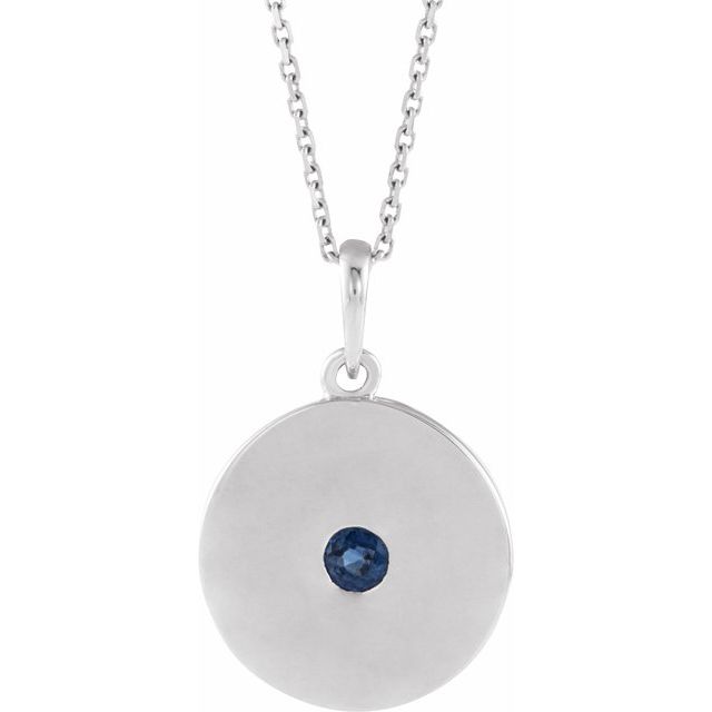 Panini Blue Sapphire Bezel Set  Necklace
