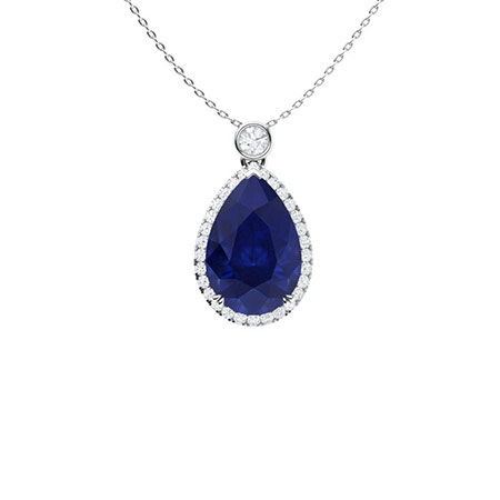 Vani Blue Sapphire 3 Prong  Necklace