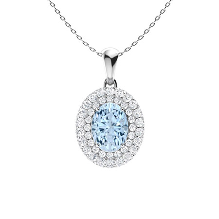Varnika Aquamarine 4 Prong  Necklace