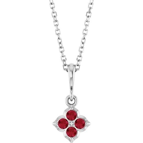 Pearlene Natural Ruby Prong Set  Necklace