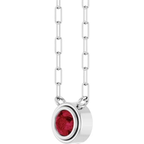 Pemba Natural Ruby Bezel Set  Necklace