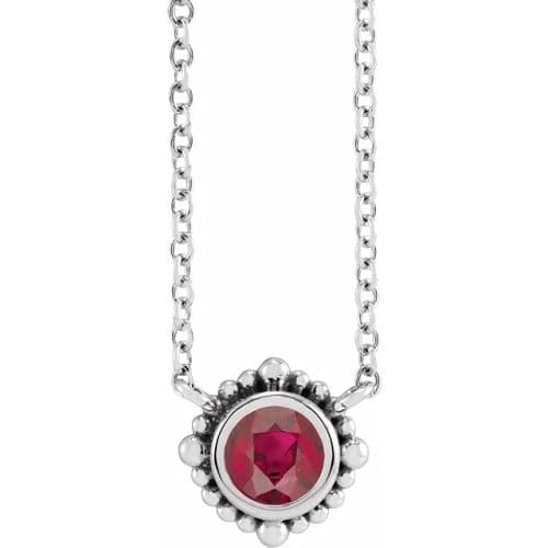 Pehir Natural Ruby Bezel Set  Necklace