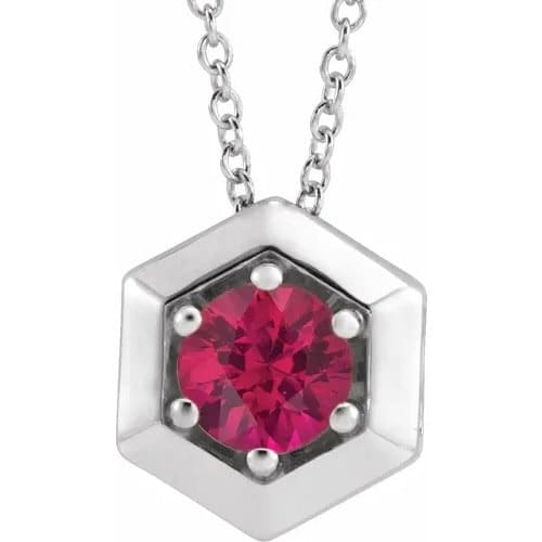 Persimmon Natural Ruby 6 Prong  Necklace