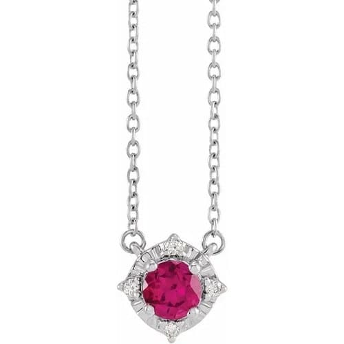 Persefoni Natural Ruby 4 Prong  Necklace