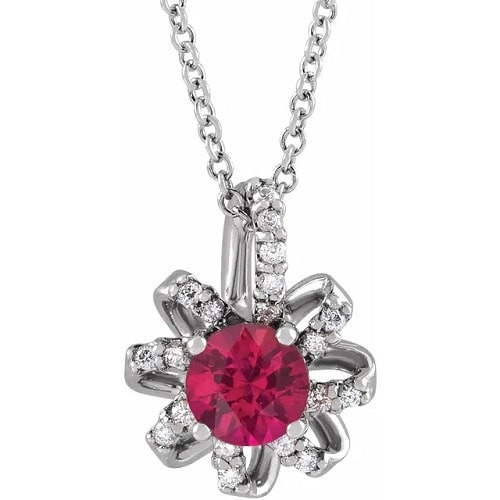 Phaidra Natural Ruby 4 Prong  Necklace