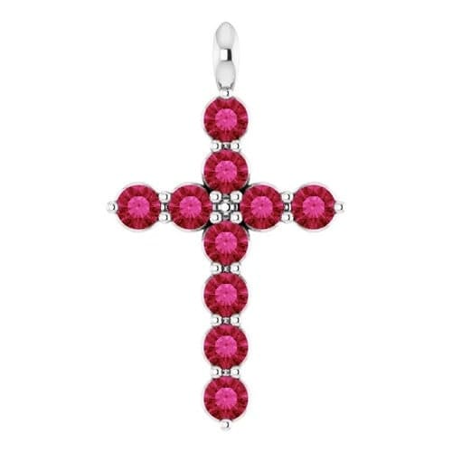 0.50 Carat Round Cut Ruby Natural And Lab-Grown Cross Pendent With Claw-Set