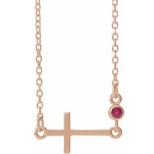 Impatiens Natural Ruby Bezel Set  Necklace