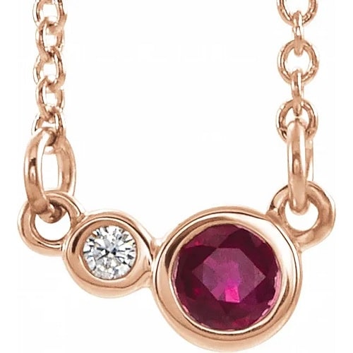 Pazienza Natural Ruby Bezel Set  Necklace