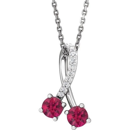 Perle Natural Ruby 4 Prong  Necklace