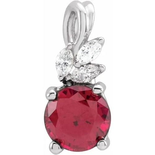 Phiroza Natural Ruby 4 Prong  Necklace