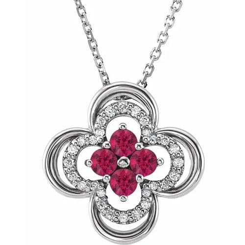 Petrova Natural Ruby 4 Prong  Necklace