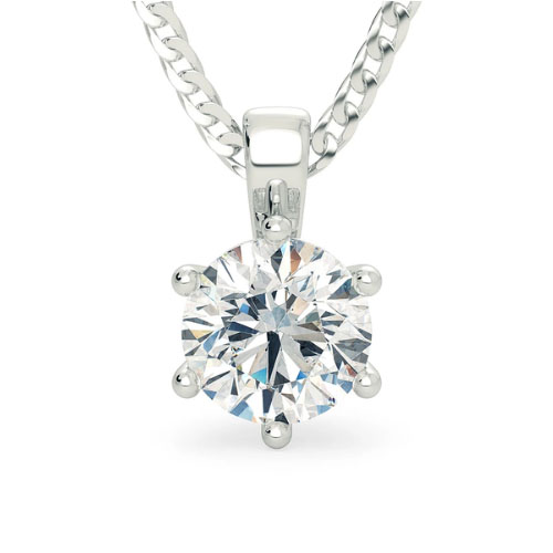 Queniua Natural Diamond 6 Prong  Necklace