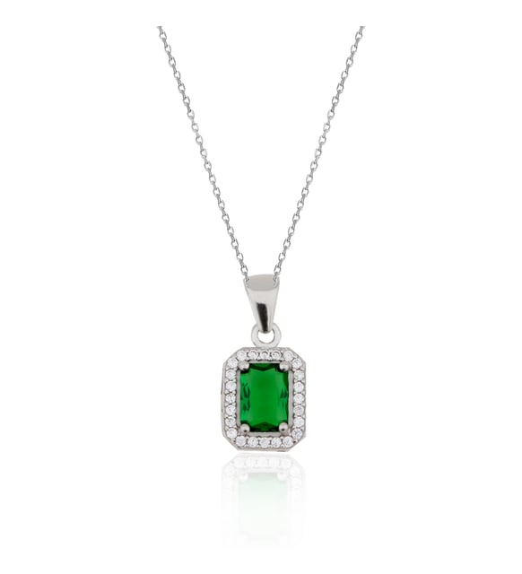 Gardenia Emerald 4 Prong  Necklace