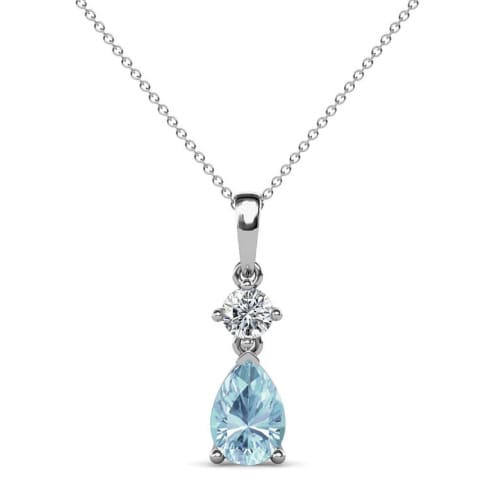 Quiana Aquamarine 3 Prong  Necklace