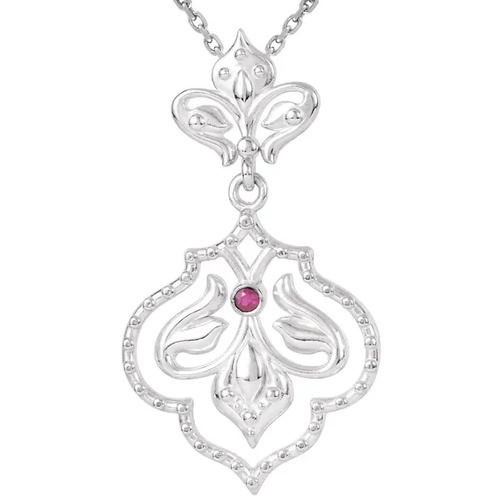Pieta Natural Ruby Bezel Set  Necklace