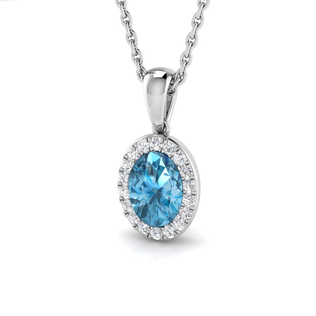 Leonna Blue Topaz 4 Prong  Necklace