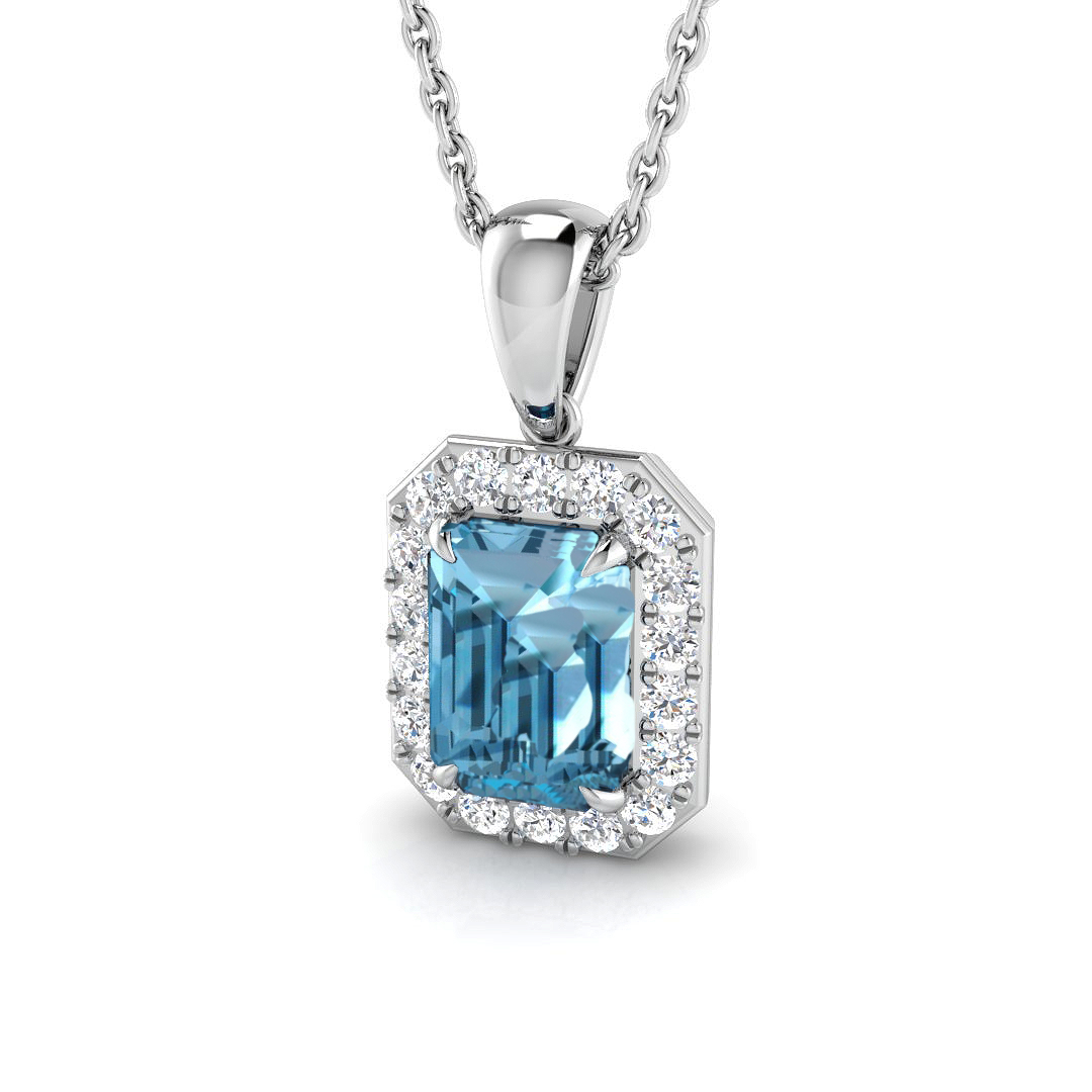 Linda Blue Topaz 4 Prong  Necklace