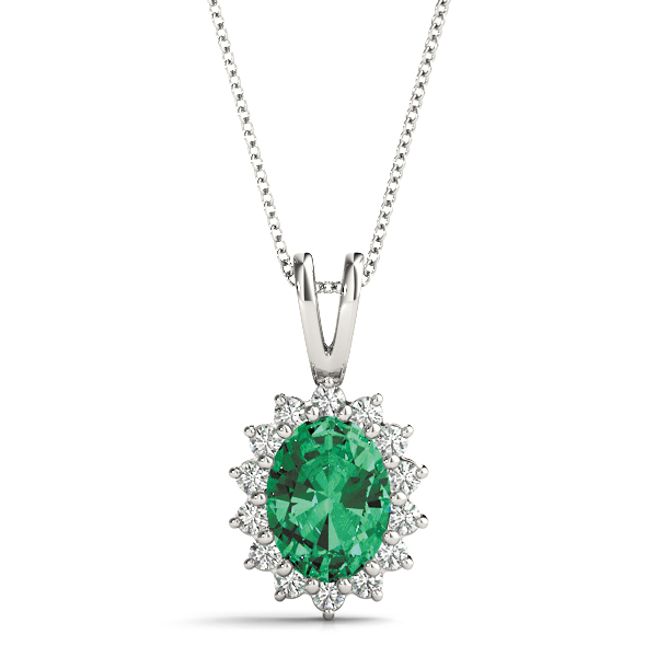Vanessah Emerald Prong Set  Necklace