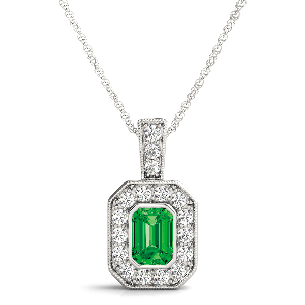 Veru Emerald Bezel Set  Necklace