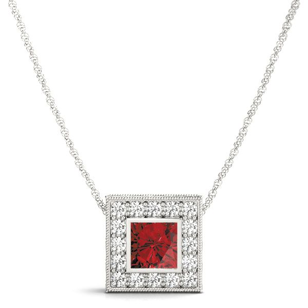 Gomphrena Natural Ruby Bezel Set  Necklace