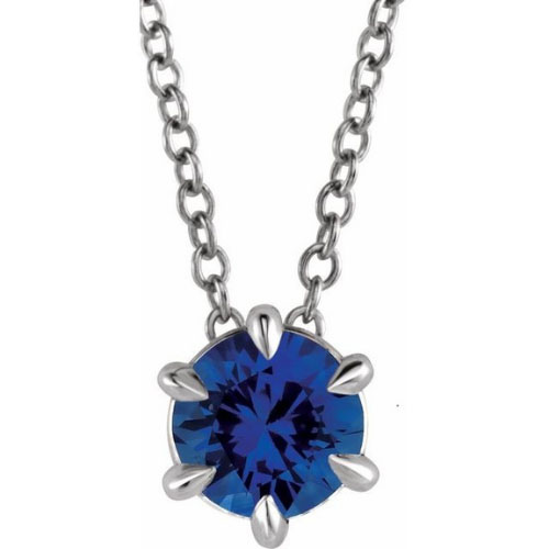Ronilda Blue Sapphire 6 Prong  Necklace