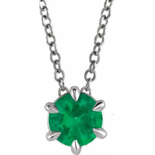 Rosannah Emerald 6 Prong  Necklace