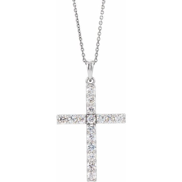 Women's Diamond Cross Necklace UK | Natural Round Stone| UK Made