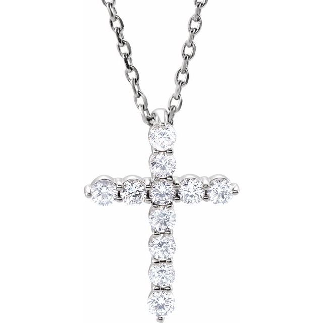 Round Diamond Cross Pendant necklace 0.10ct To 3.00Ct