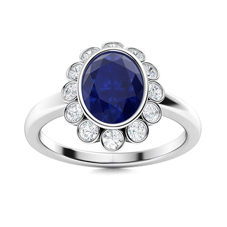 Nailani Blue Sapphire Bezel  Engagement Ring