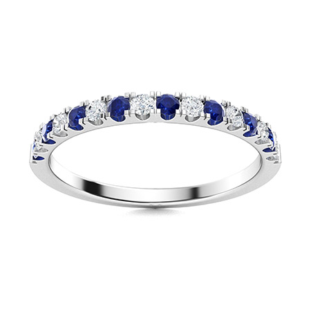 Half Eternity Ring With Blue Sapphire And Natural Diamond
