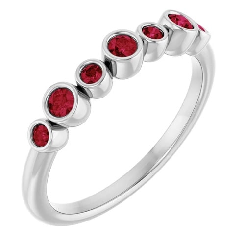 0.34 Carat Round cut Ruby Natural And Lab-Grown Stackable Ring with Bezel-set 