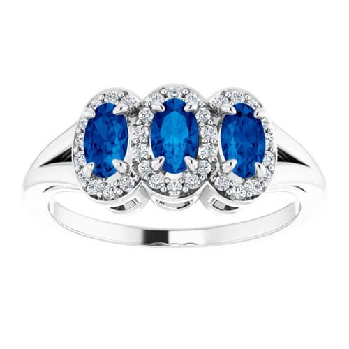 Amberlin Blue Sapphire 4 Prong  Engagement Ring