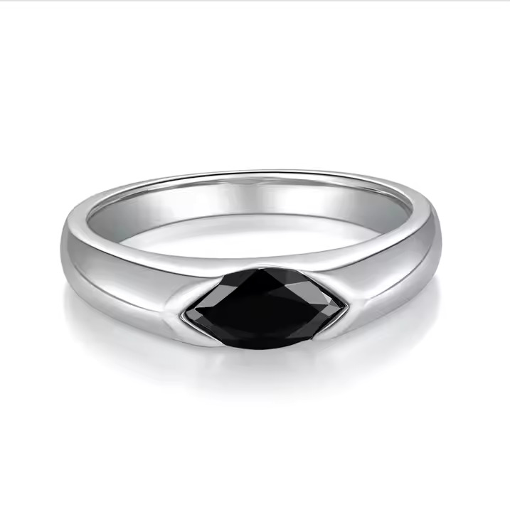 Phelomina Black Diamond Bezel Set Engagement Ring