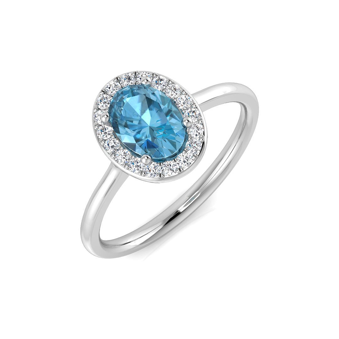 Lizza Blue Topaz 4 Prong  Engagement Ring