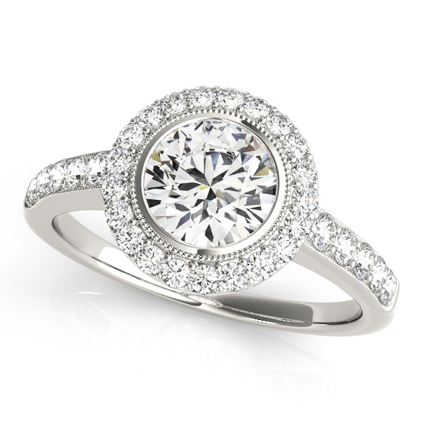Bezel Setting Round Cut Halo Engagement Ring – Sunshine Diamonds
