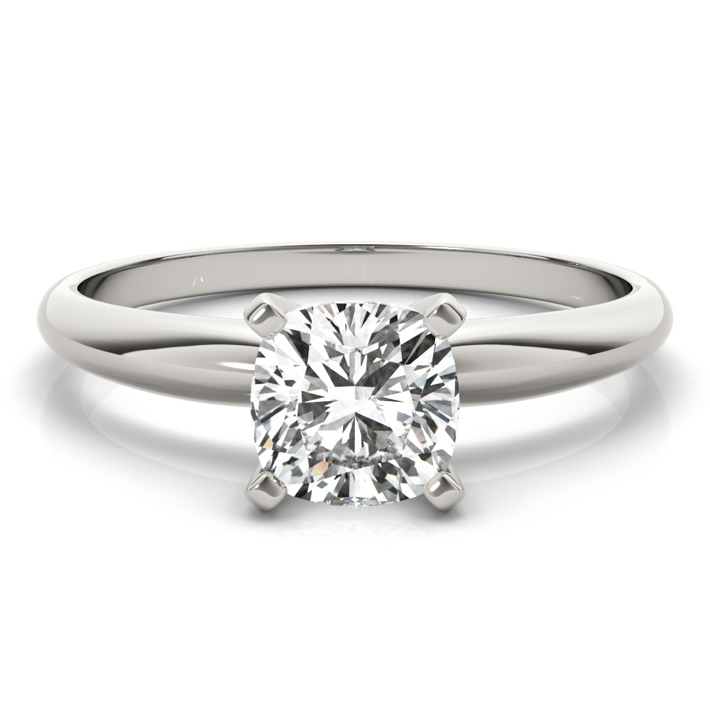 0.10ct to 3ct Natural Diamond and Lab-Created Diamond Cushion Cut Solitaire Engagement Ring.