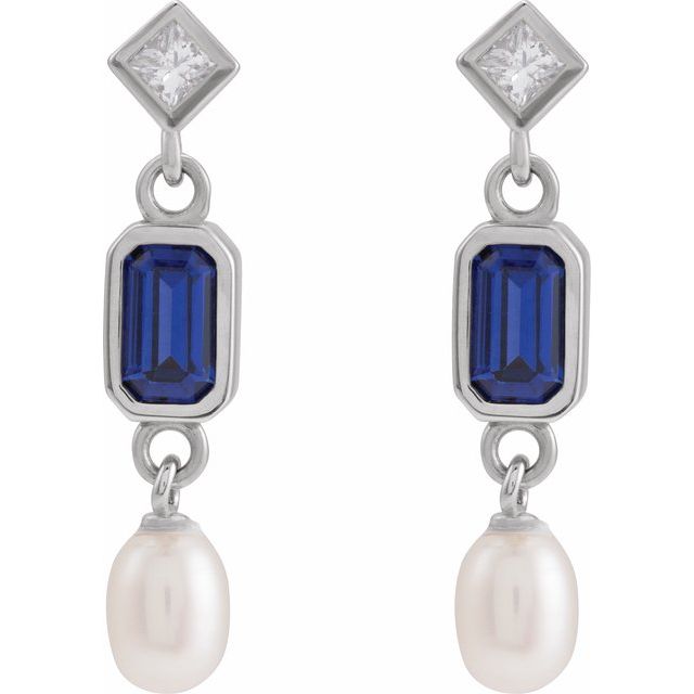 Talie Blue Sapphire  Diamond Earrings